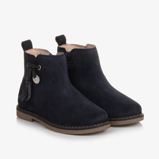 Mayoral-Girls Navy Blue Leather Ankle Boots | Childrensalon Outlet