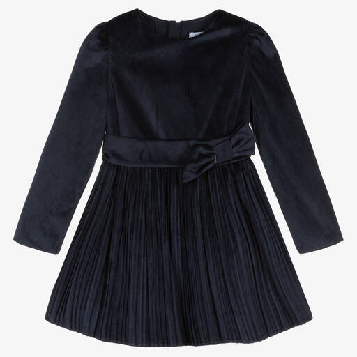 Mayoral-Girls Navy Blue Velvet Dress | Childrensalon Outlet