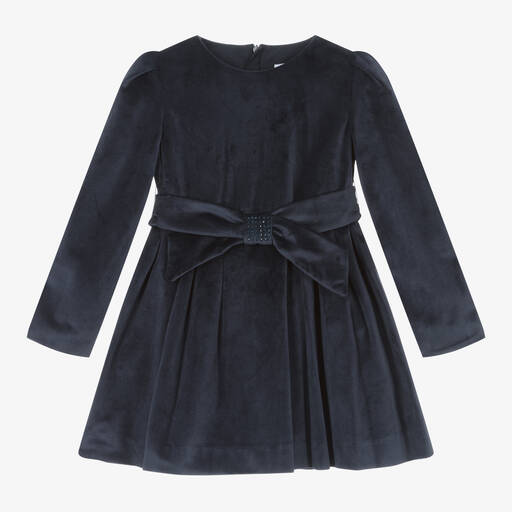 Mayoral-Girls Navy Blue Velvet Dress | Childrensalon Outlet