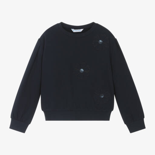 Mayoral-Girls Navy Floral Jersey Top | Childrensalon Outlet
