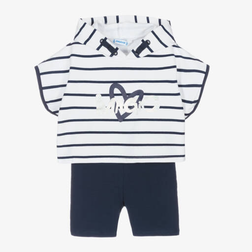 Mayoral-طقم فاخر للبنات باللونين الكحلي والعاجي | Childrensalon Outlet