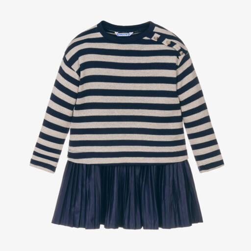 Mayoral-Girls Navy Stripe Dress Ensemble | Childrensalon Outlet