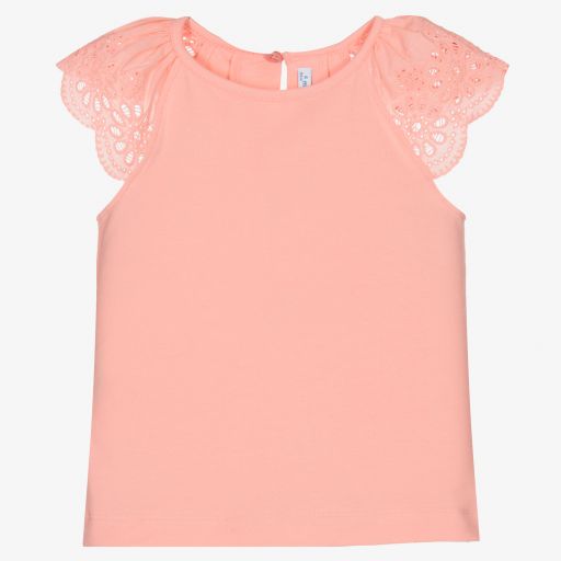 Mayoral-Girls Orange Cotton T-Shirt | Childrensalon Outlet