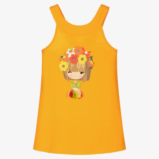 Mayoral-Оранжевое платье с цветами для девочек | Childrensalon Outlet