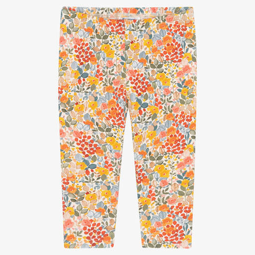 Mayoral-Girls Orange Floral Leggings | Childrensalon Outlet