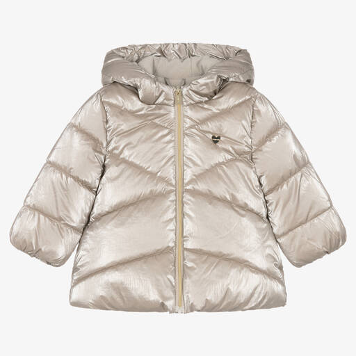 Mayoral-Girls Pale Gold Puffer Coat | Childrensalon Outlet