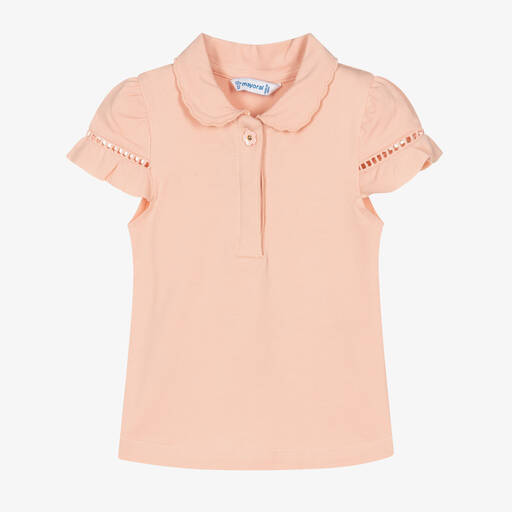 Mayoral-Girls Pale Pink Cotton Polo Shirt | Childrensalon Outlet