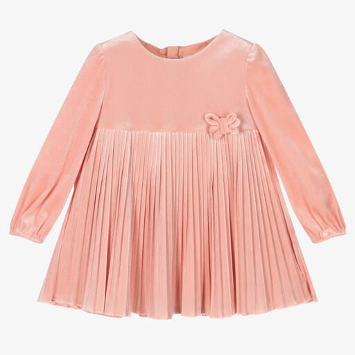Mayoral-Girls Pale Pink Velour Dress | Childrensalon Outlet