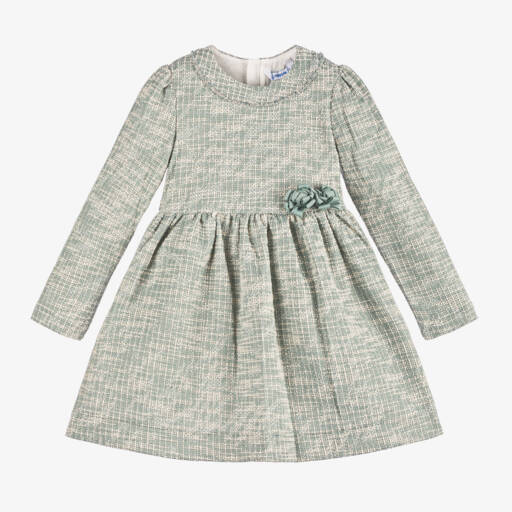 Mayoral-فستان تويد جيرسي لون أخضر | Childrensalon Outlet