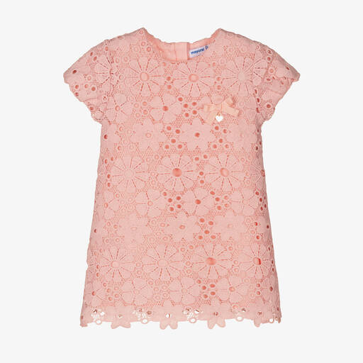 Mayoral-Girls Pink A-Line Lace Dress | Childrensalon Outlet