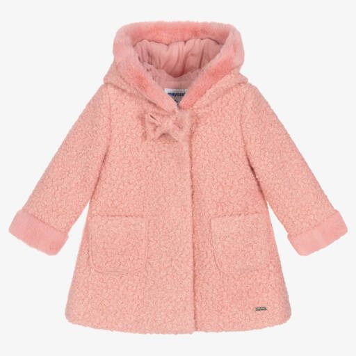 Mayoral-Girls Pink BouclÃ© Coat | Childrensalon Outlet