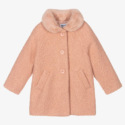 Mayoral-Girls Pink Bouclé Coat | Childrensalon Outlet