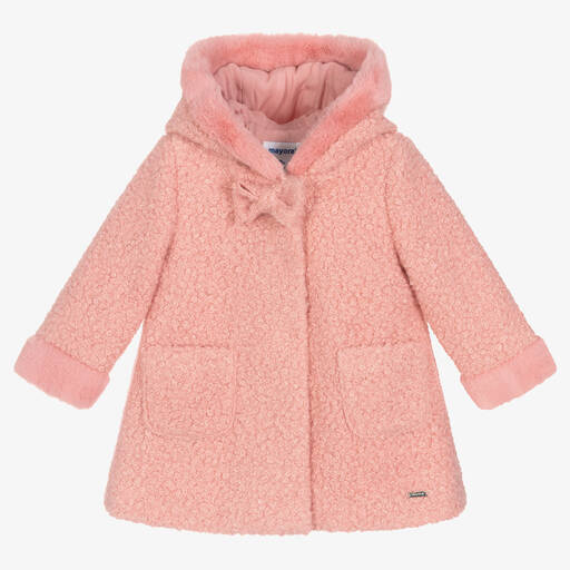 Mayoral-Girls Pink Bouclé Coat | Childrensalon Outlet