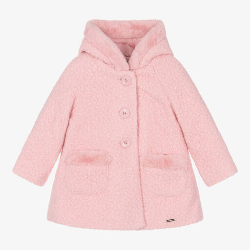 Mayoral-Розовое пальто из букле для девочек | Childrensalon Outlet