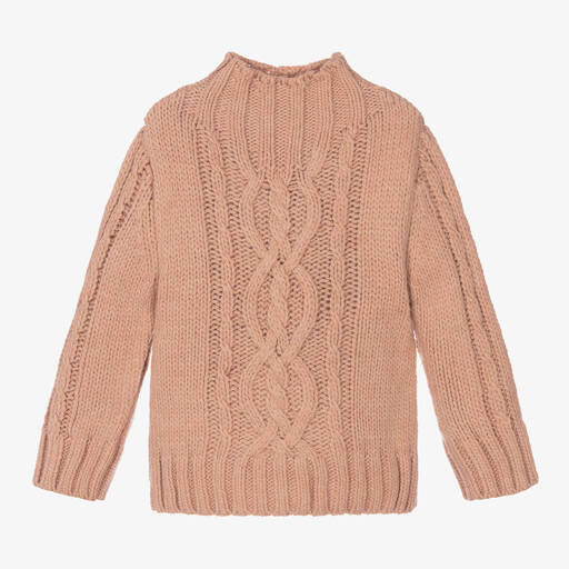 Mayoral-Girls Pink Cable Knit Sweater | Childrensalon Outlet