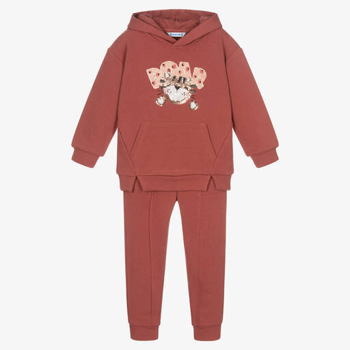 Mayoral-Girls Pink Cat Cotton Tracksuit | Childrensalon Outlet