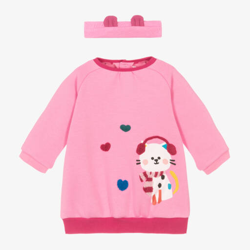 Mayoral Newborn-Girls Pink Cat Dress Ensemble | Childrensalon Outlet
