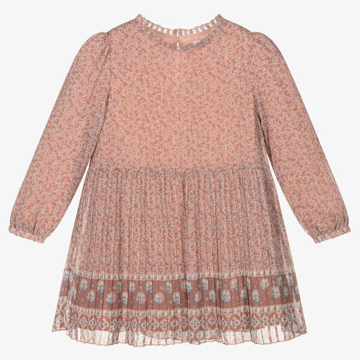Mayoral-Розовое шифоновое платье для девочек | Childrensalon Outlet