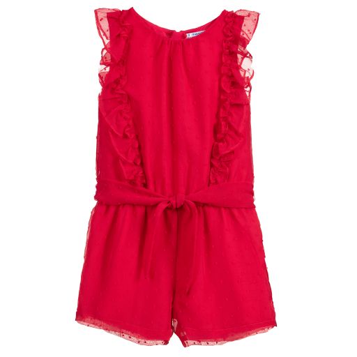 Mayoral-Girls Pink Chiffon Playsuit | Childrensalon Outlet