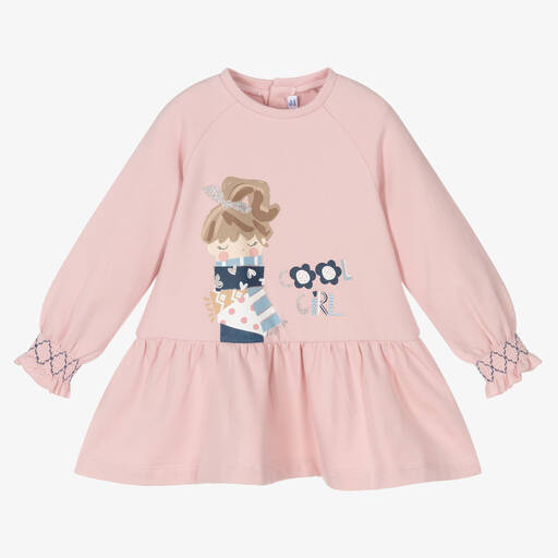 Mayoral-Girls Pink Cotton Dress | Childrensalon Outlet