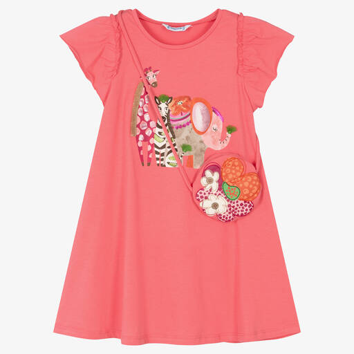 Mayoral-Girls Pink Cotton Dress & Bag Set | Childrensalon Outlet