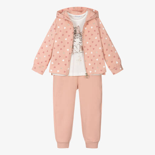 Mayoral-Girls Pink Cotton Heart Tracksuit Set | Childrensalon Outlet