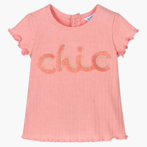 Mayoral-Girls Pink Cotton T-Shirt | Childrensalon Outlet