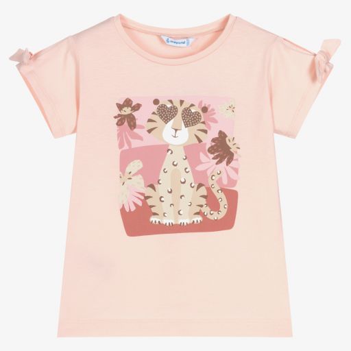 Mayoral-Girls Pink Cotton T-Shirt | Childrensalon Outlet