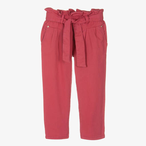 Mayoral-Girls Pink Cotton Twill Trousers | Childrensalon Outlet