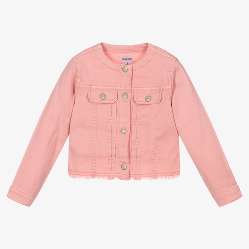 Mayoral-Girls Pink Denim Jacket | Childrensalon Outlet