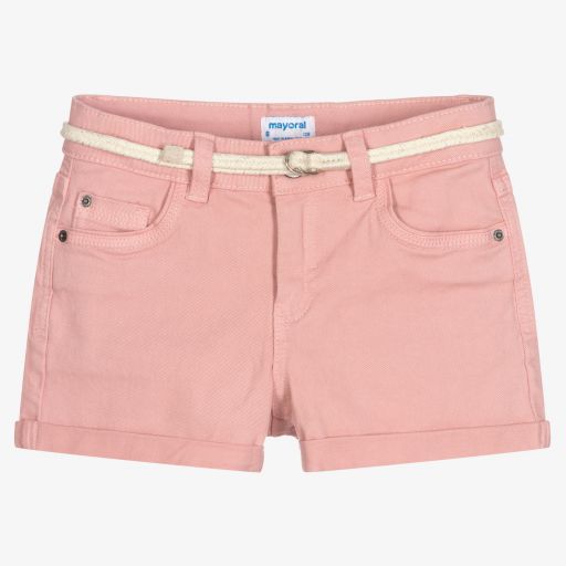 Mayoral-Short rose en denim Fille | Childrensalon Outlet