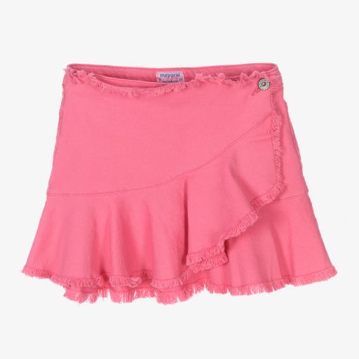 Mayoral-Розовая джинсовая юбка для девочек | Childrensalon Outlet