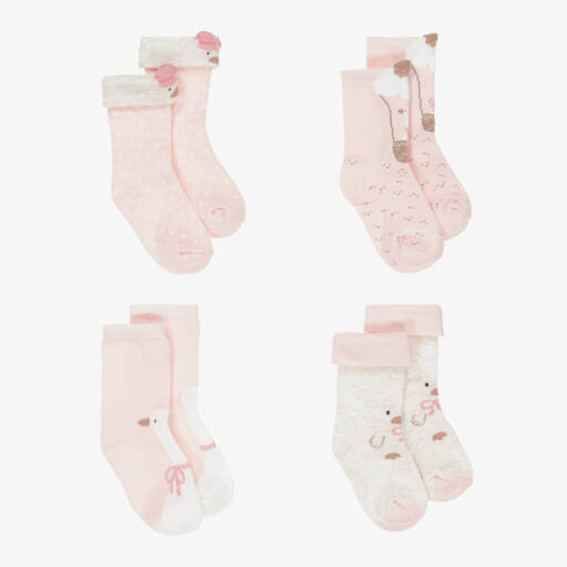 Mayoral Newborn-Girls Pink Duck Pattern Socks Set | Childrensalon Outlet