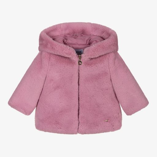 Mayoral-Розовая шуба из искусственного меха для девочек | Childrensalon Outlet