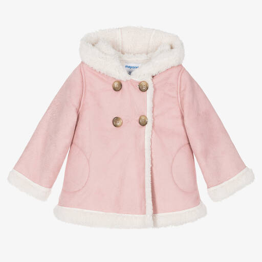 Mayoral-Girls Pink Faux Suede Coat | Childrensalon Outlet
