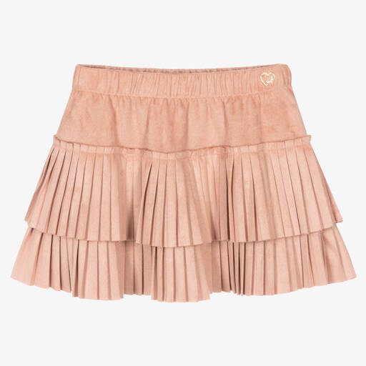Mayoral-Girls Pink Faux Suede Pleated Skirt | Childrensalon Outlet
