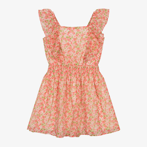 Mayoral-Girls Pink Floral Chiffon Dress | Childrensalon Outlet