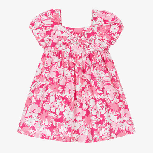 Mayoral-Girls Pink Floral Cotton Dress | Childrensalon Outlet