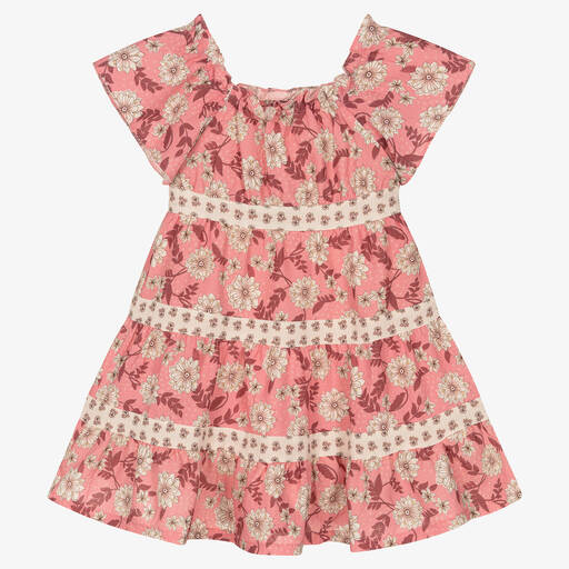 Mayoral-Girls Pink Floral Crêpe Dress | Childrensalon Outlet