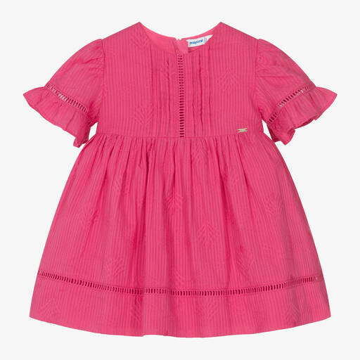 Mayoral-Girls Pink Floral Embroidered Dress | Childrensalon Outlet
