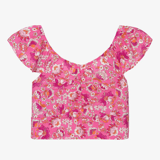 Mayoral-Girls Pink Floral Printed Blouse | Childrensalon Outlet