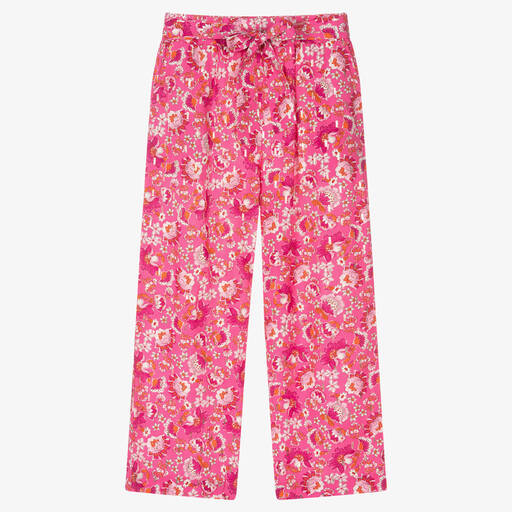 Mayoral-Girls Pink Floral Wide Leg Trousers | Childrensalon Outlet