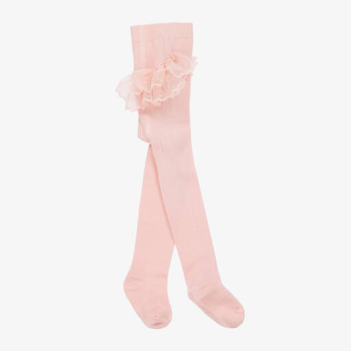Mayoral Для новорожденных-Girls Pink Frilled Lace Tights | Childrensalon Outlet