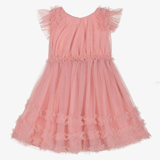 Mayoral-Robe rose en tulle à volants fille | Childrensalon Outlet