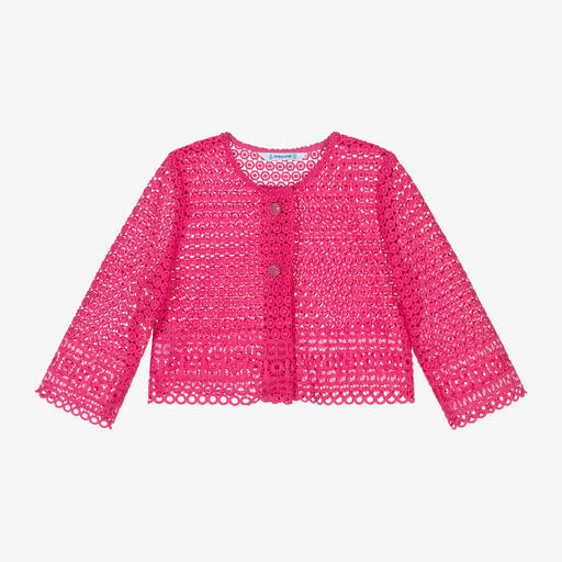 Mayoral-Girls Pink Guipure Lace Cardigan | Childrensalon Outlet