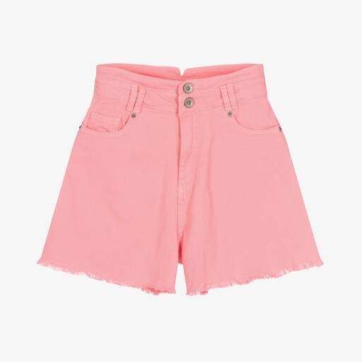 Mayoral-Girls Pink High Waisted Denim Shorts | Childrensalon Outlet