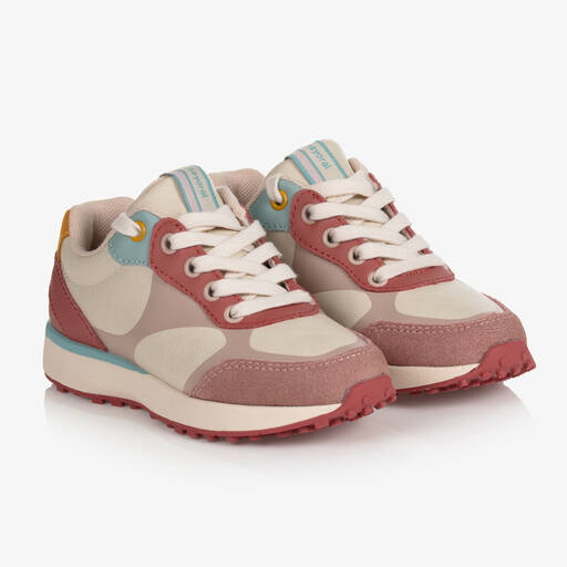 Mayoral-Girls Pink & Ivory Suede Trainers | Childrensalon Outlet