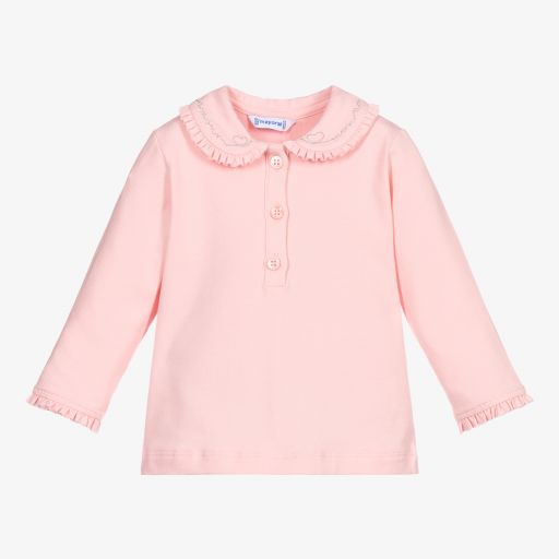 Mayoral-Girls Pink Jersey Blouse | Childrensalon Outlet