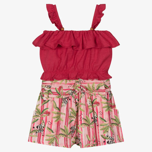 Mayoral-Girls Pink Jungle Print Shorts Set | Childrensalon Outlet
