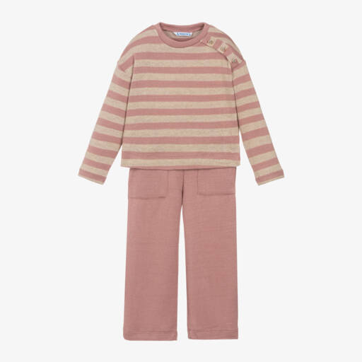 Mayoral-Girls Pink Knit Trouser Ensemble | Childrensalon Outlet
